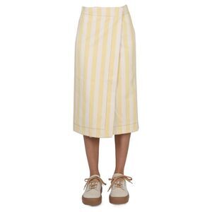 SUNNEI Striped Wrap Midi Skirt Women Beige Skirts